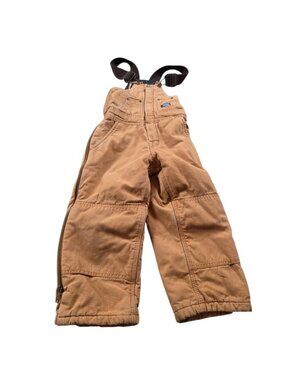 Walls Overalls Kids Small 6/7 Brown Insulated Canvas Workwear Double Knee Bib